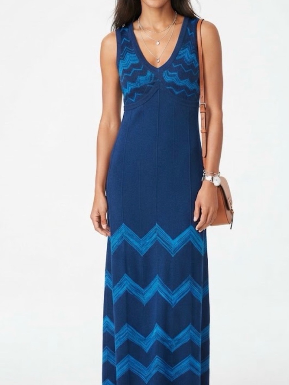 NWT Missoni for Target Navy and Bright Blue Chevron Knit Maxi Dress XS